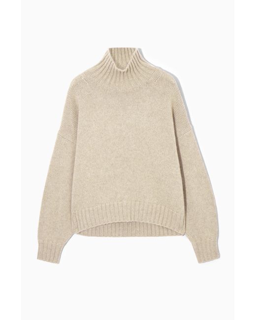COS Natural Chunky Pure Cashmere Turtleneck Sweater