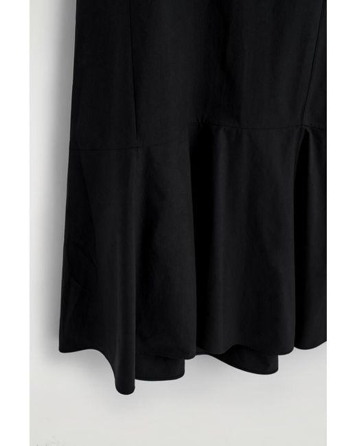 COS Black Dropped-Hem Cotton Midi Dress