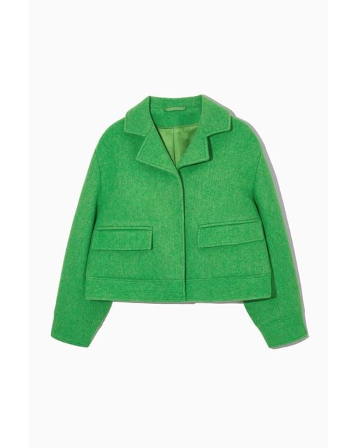 COS Green Cropped Wool Utility Jacket
