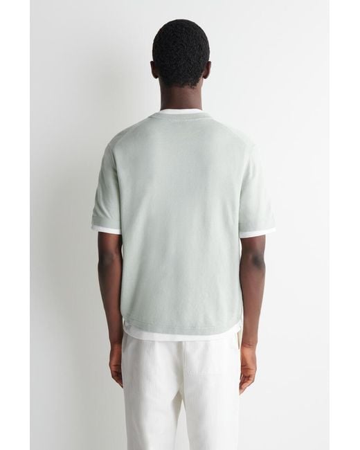 COS White Knitted Linen T-Shirt for men