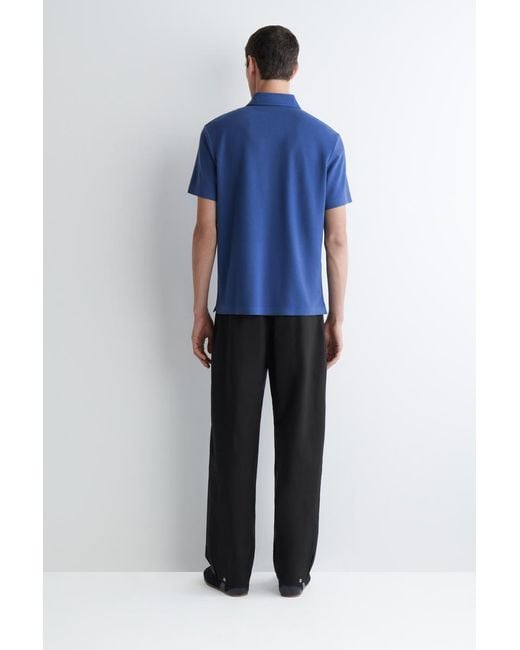 COS Blue Technical Piqué Polo Shirt for men