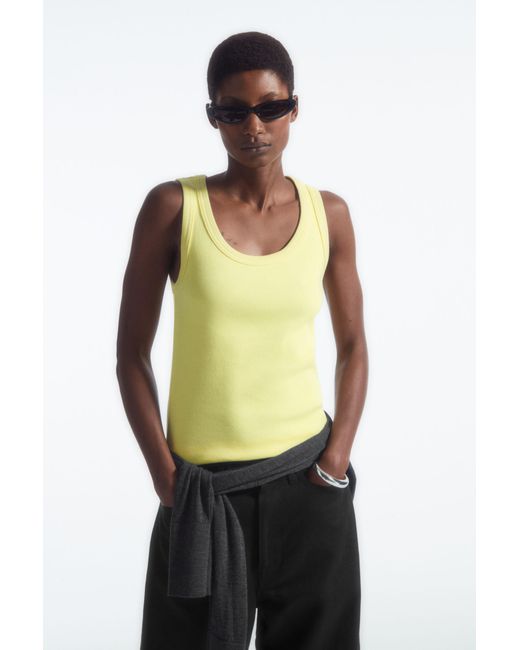 COS Yellow Scoop-neck Ribbed Tank Top