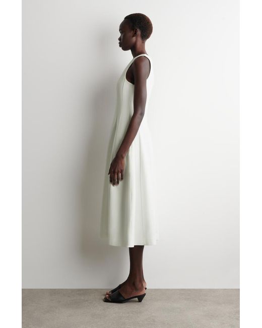 COS White Sculpted Cotton Midi Dress