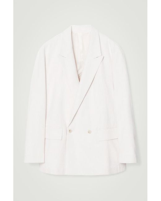 COS Doppelreihiger Denim-blazer Mit Lockerer Passform in White für Herren