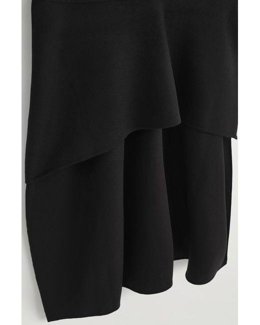 COS Black Dropped-Waist Double-Faced Wool Dress