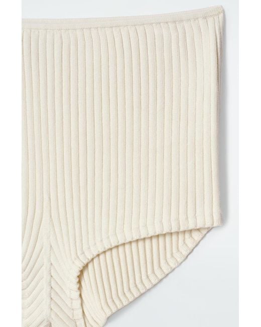 COS White Rib-knit Silk Micro Shorts