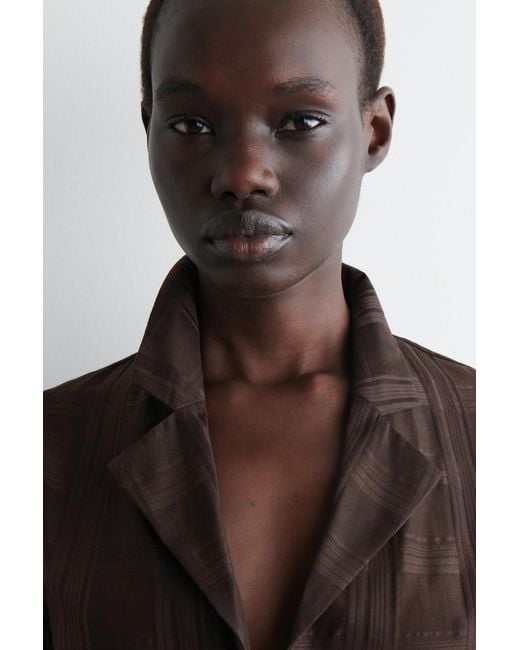 COS Brown Sheer Checked Resort Shirt