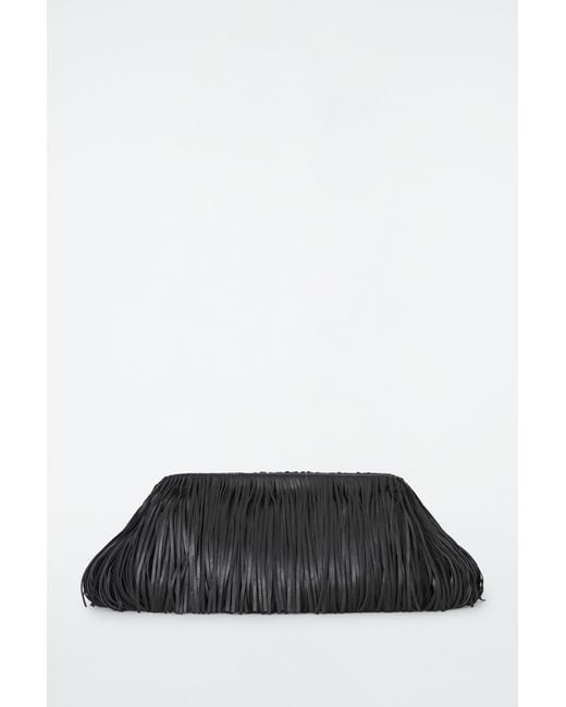 COS Black Tasseled Framed Clutch - Leather