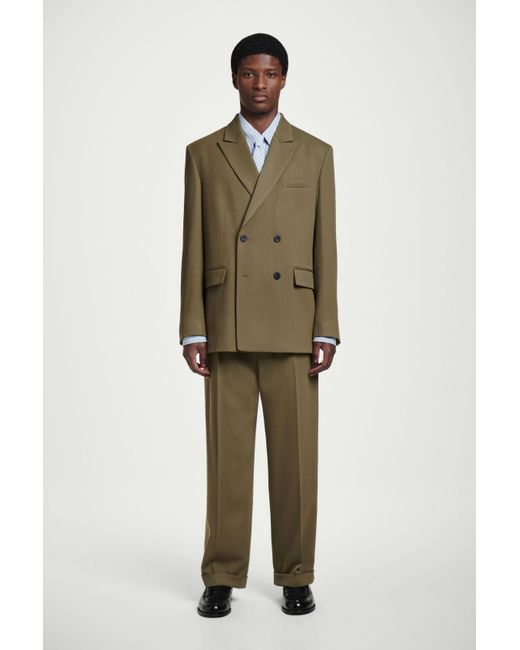 COS Green Wool-twill Turn-up Pants for men