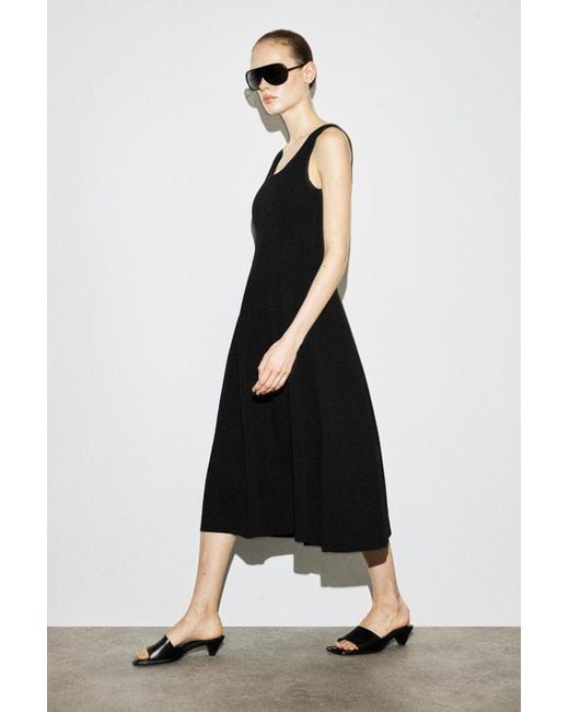 COS Black Sculpted Cotton Midi Dress