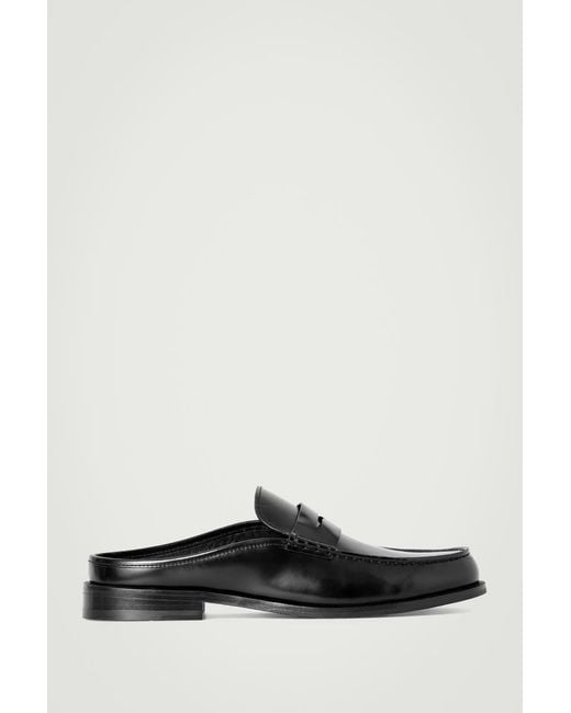 COS Black Leather Penny Mules for men