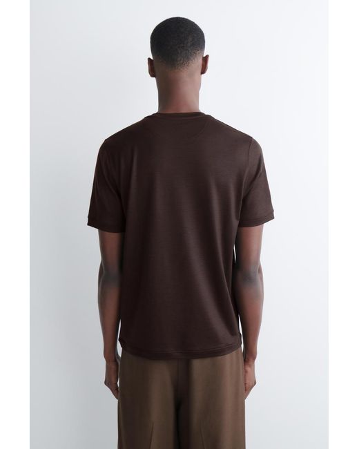 COS Black Lightweight Wool T-Shirt for men