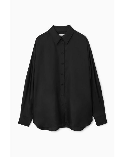 COS Black Oversized Batwing-sleeve Silk Shirt