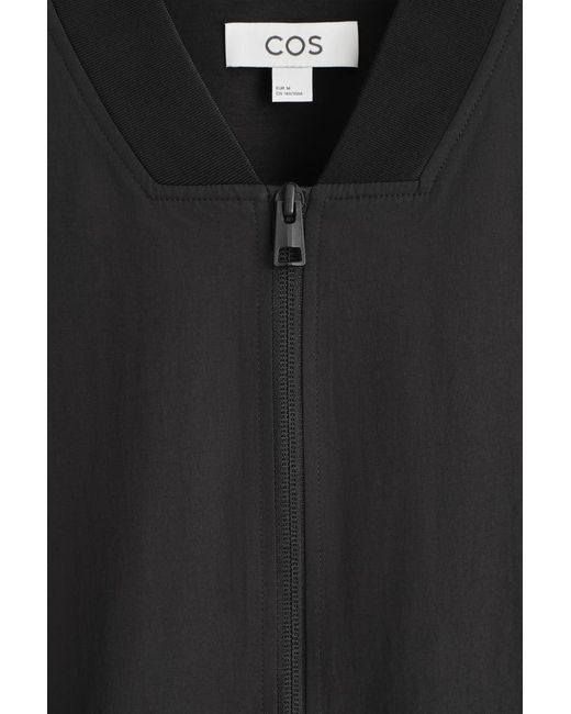 COS Black Nylon-Panelled Bomber Jacket for men