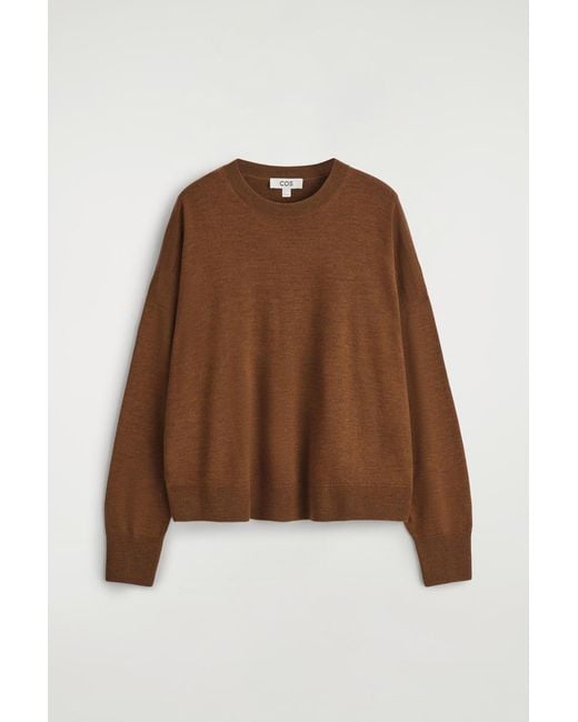 COS Brown Merino Wool Crew-Neck Sweater