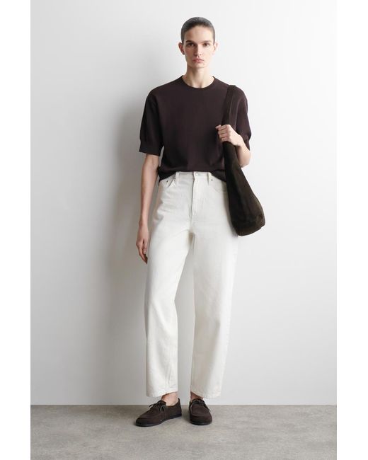 COS Brown Knitted Cotton T-Shirt