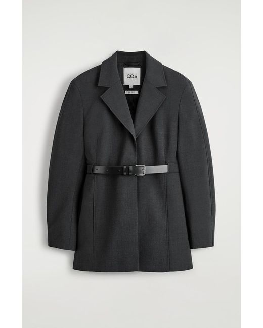 COS Black Belted Wool-Blend Blazer