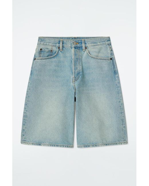 COS Blue Longline Denim Shorts for men