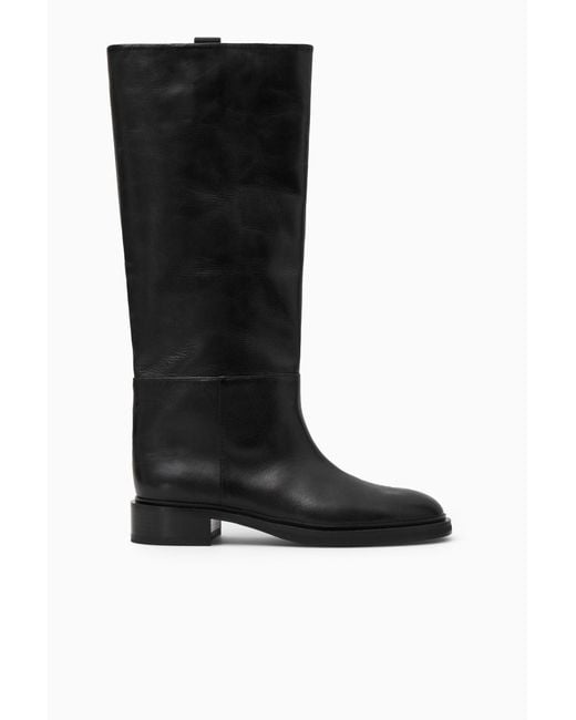 COS Black Leather Riding Boots