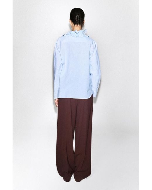 COS Blue Ruffle-Collar Seersucker Blouse