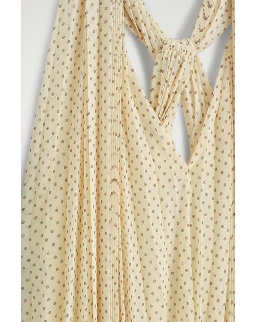 COS White Tie-Detail Pleated Georgette Maxi Dress