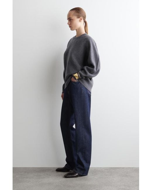 COS Gray Rounded Double-Faced Wool Sweater