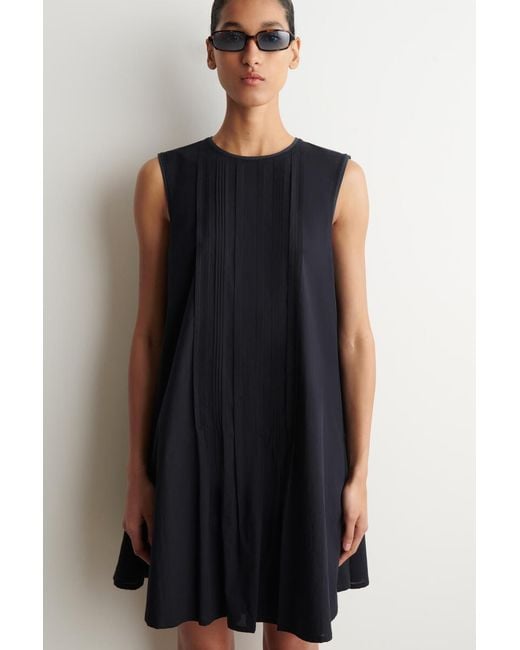 COS Blue Layered Pintucked Mini Dress