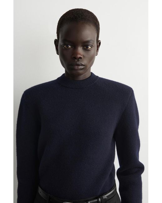 COS Blue Sculpted-Shoulder Merino Wool Sweater