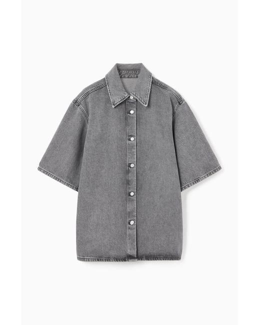 COS Gray Short-sleeved Denim Shirt