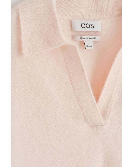 COS Pink Brushed-Cashmere Polo Sweater