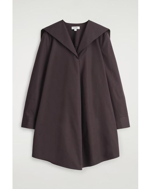 COS Brown Sailor-Collar Cotton Mini Dress