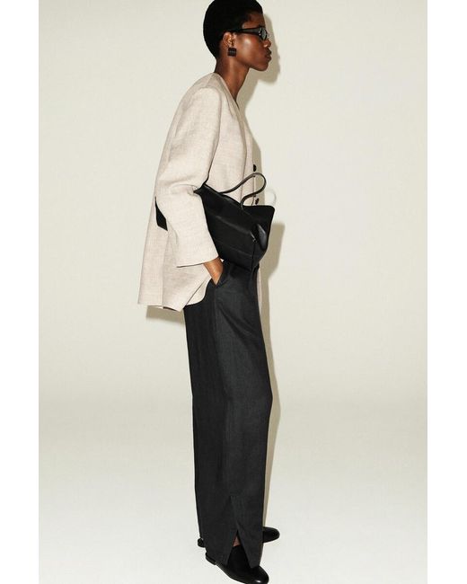 COS Blue Elasticated Linen Barrel-Leg Pants