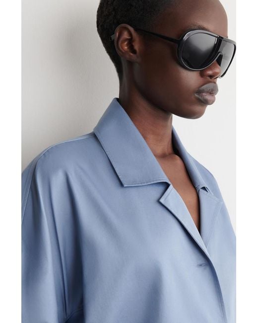 COS Blue Sculptural Cotton Shirt