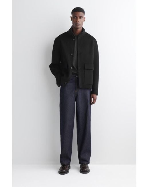 COS Black Slim Ribbed Cotton Long-Sleeved T-Shirt for men