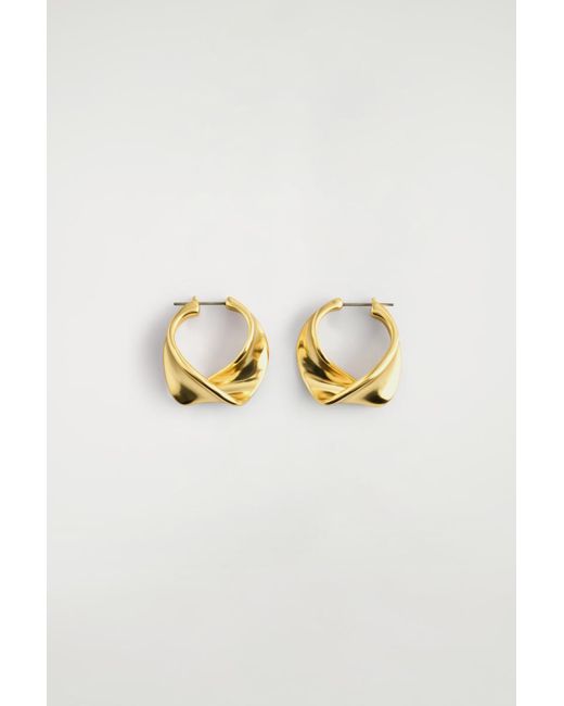 COS Metallic Twisted Ribbon Hoop Earrings