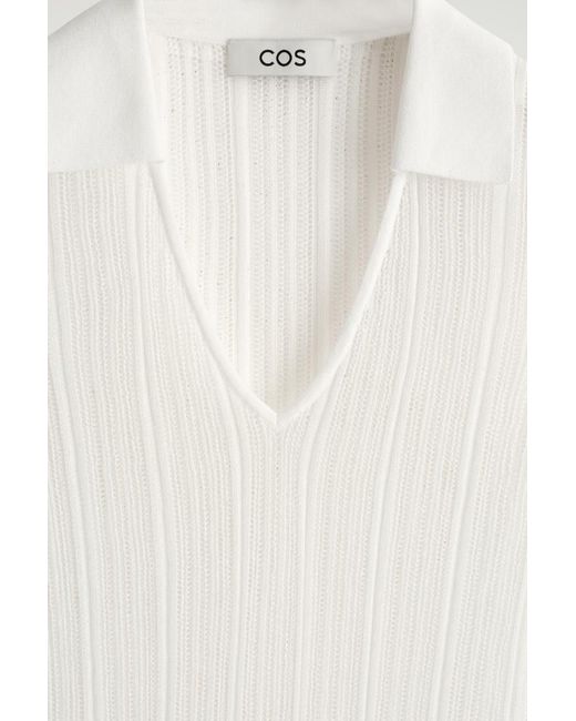 COS White Sheer Lace-Knit Dress