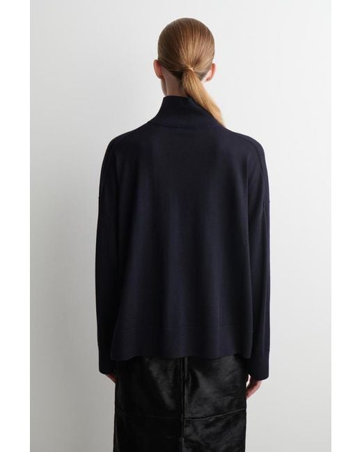 COS Blue Merino Wool Turtleneck Sweater