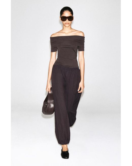 COS Brown Folded Off-The-Shoulder Top