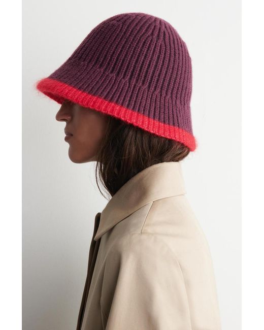 COS Red Contrast-Tipped Wool-Mohair Bucket Hat