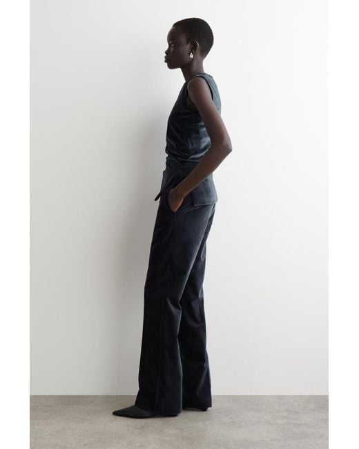 COS Black Velvet Straight-Leg Trousers
