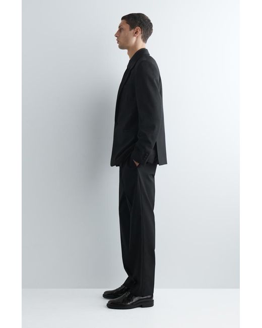 COS Black Satin-Collar Wool Blazer for men