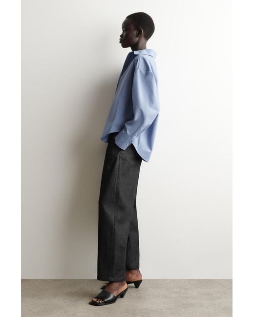 COS Blue Open-Collar Cotton Shirt
