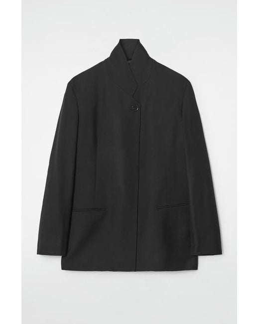 COS Black Stand-Collar Wool Blazer