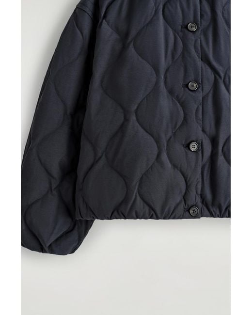 COS Blue Gathered Quilted Down Jacket