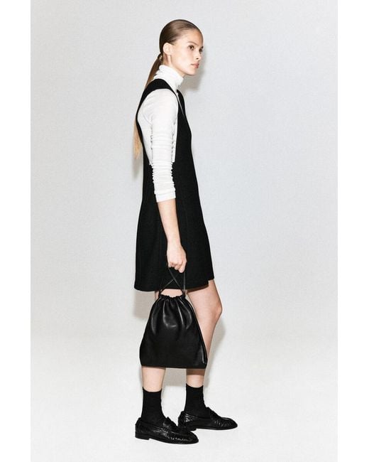 COS Black Boiled Wool-Blend Mini Pinafore Dress