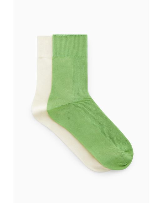 COS Green 2-pack Ribbed Panel Socks