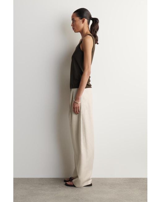 COS Brown Scoop-Neck Silk-Jersey Tank Top