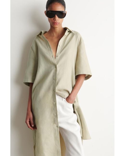 COS Natural Short-Sleeved Linen Shirt Dress