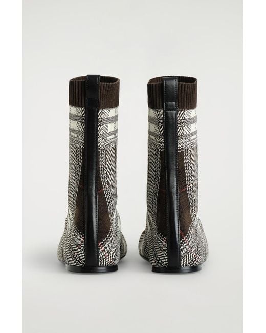 COS White Checked Knitted Sock Boots