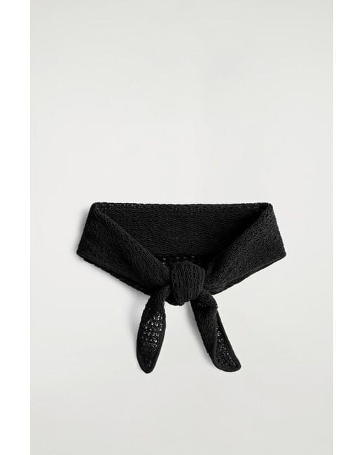 COS Black Open-Knit Triangle Scarf